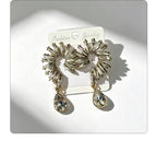 Colorful Stone Water High-End Long Drop Earrings, Versatile Metal Jewelry