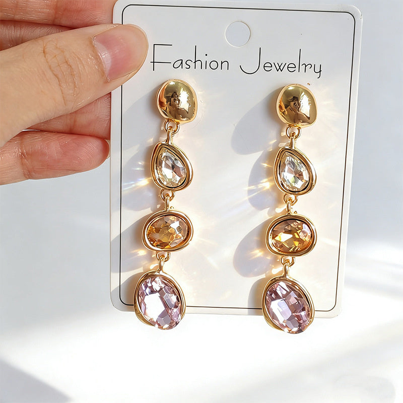 Fashionable, simple, elegant, niche, high-end, light luxury, fresh and colorful long tassel earrings