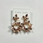 Fashionable Full-Diamond Water Drop Earrings, Elegant Pendant Crystal Geometric Hollow Earrings