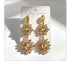Multi-color rhinestone flower earrings, light luxury and versatile