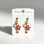 Christmas-themed alloy oil-drip earrings, bell, snowman, wreath set, cute cartoon holiday party children's earrings