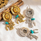 Cross-border New Product Western Cowboy Tribal Style Women's European and American Vintage Creative Pendant Earrings Wholesale