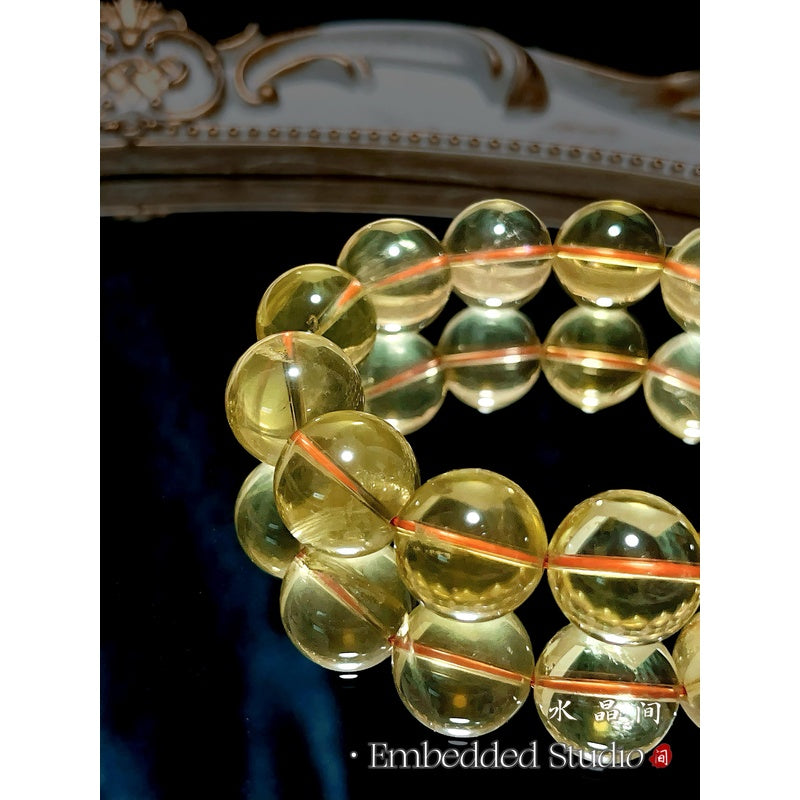 Premium 7A Golden Citrine Bracelet 17-18mm| High-Grade Large Bead Wealth Crystal| Solar Plexus Healing Stone Gift for Her