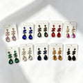 Multi-tiered long drop with colored diamonds, suitable for parties and photo shoots, versatile earrings