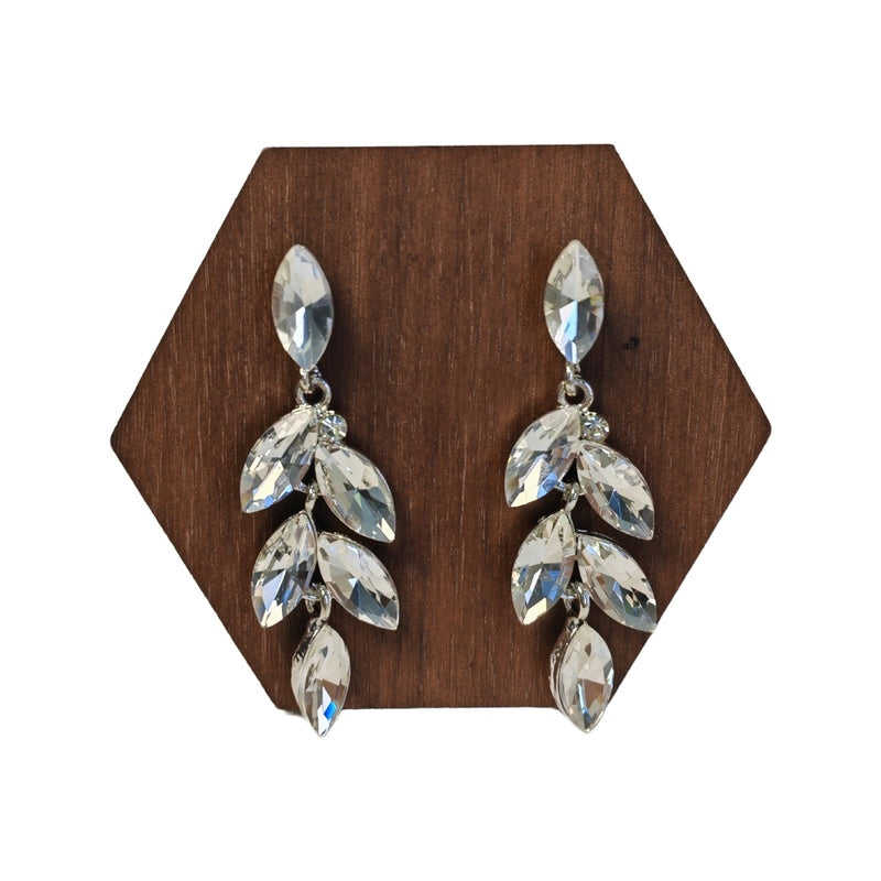 Fashionable alloy women's luxury crystal earrings, wedding dress accessories, long bridal earrings with a high-end feel