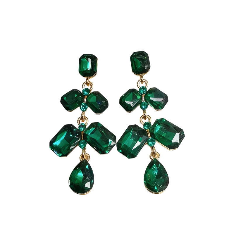 Long waterdrop crystal with fashionable tassels, available in multiple colors, high-transparency cut design, elegant earrings