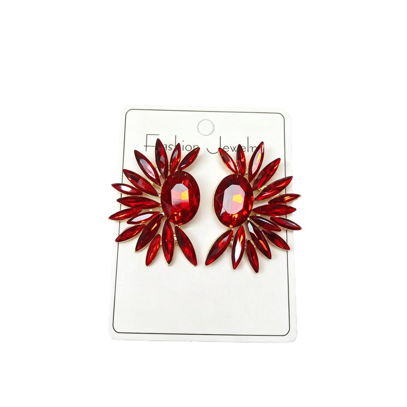 Fashionable sunflower colorful alloy earrings, light luxury and stylish ear studs
