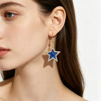 Star-shaped alloy jewelry set with colored diamond inlays oil-drip color scheme, women's necklace and earrings