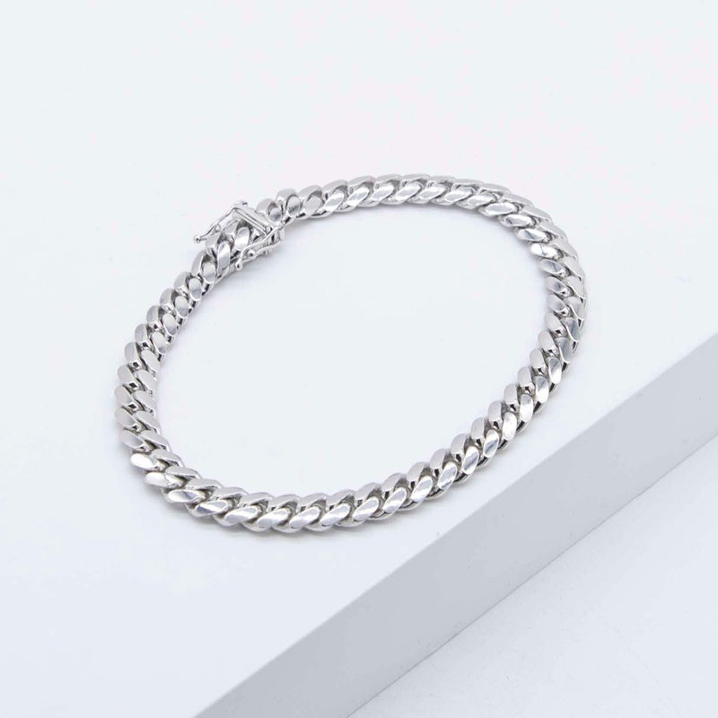 Solid 10k Miami Cuban Link Bracelet Real 10K White Gold All Sizes