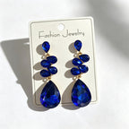 Multi-tiered long drop with colored diamonds, suitable for parties and photo shoots, versatile earrings
