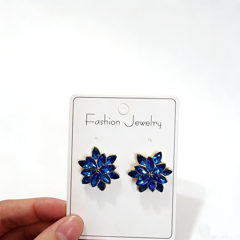 Maillard Champagne Translucent Zircon Double-Layer Snowflake Earrings with a High-End Light Luxury Feel