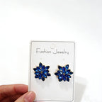 Maillard Champagne Translucent Zircon Double-Layer Snowflake Earrings with a High-End Light Luxury Feel