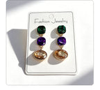 Luxury three-color gemstone with oval teardrop shape, available in multiple colors, durable and non-fading, fashionable earrings