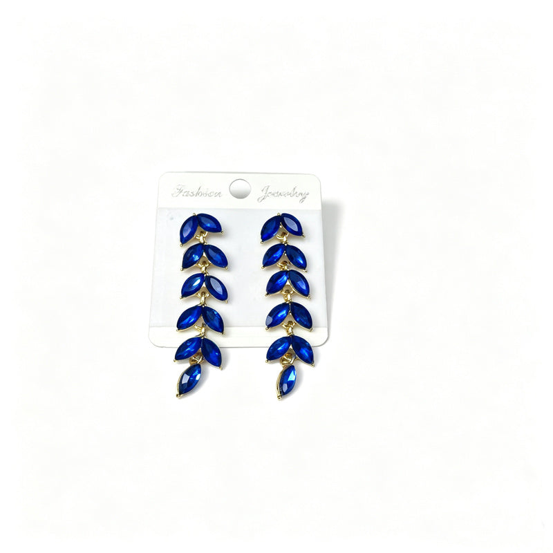 Wind leaf for women, long tassel crystal earrings, high-end earrings