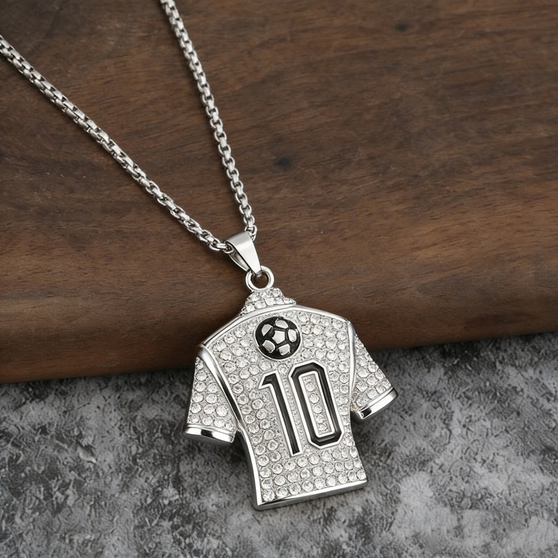Personalized Trendy Football Number 10 Jersey World Cup Gold Plated Necklace Accessory
