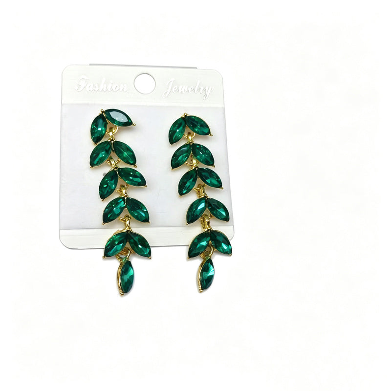 Wind leaf for women, long tassel crystal earrings, high-end earrings