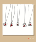 Crescent Red Bird Pendant Necklace for Women, Fashionable Heart-Shaped Diamond-Studded Clavicle Chain, Unique and Elegant Accessory