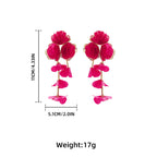 Chiffon flower multi-layered holiday-style earrings, exaggerated earrings with a light luxury feel