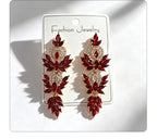 Colorful diamond wheat ear long earrings, niche light luxury design, stylish and versatile earrings