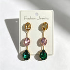 Gradient color stone long earrings, light luxury and elegant, versatile for dating