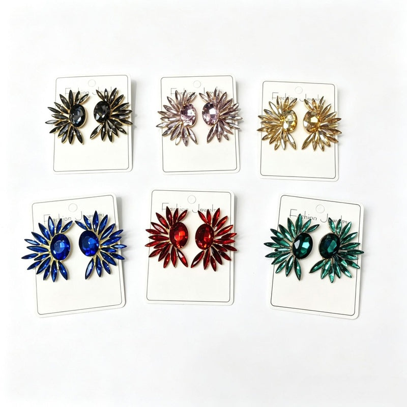 Fashionable sunflower colorful alloy earrings, light luxury and stylish ear studs