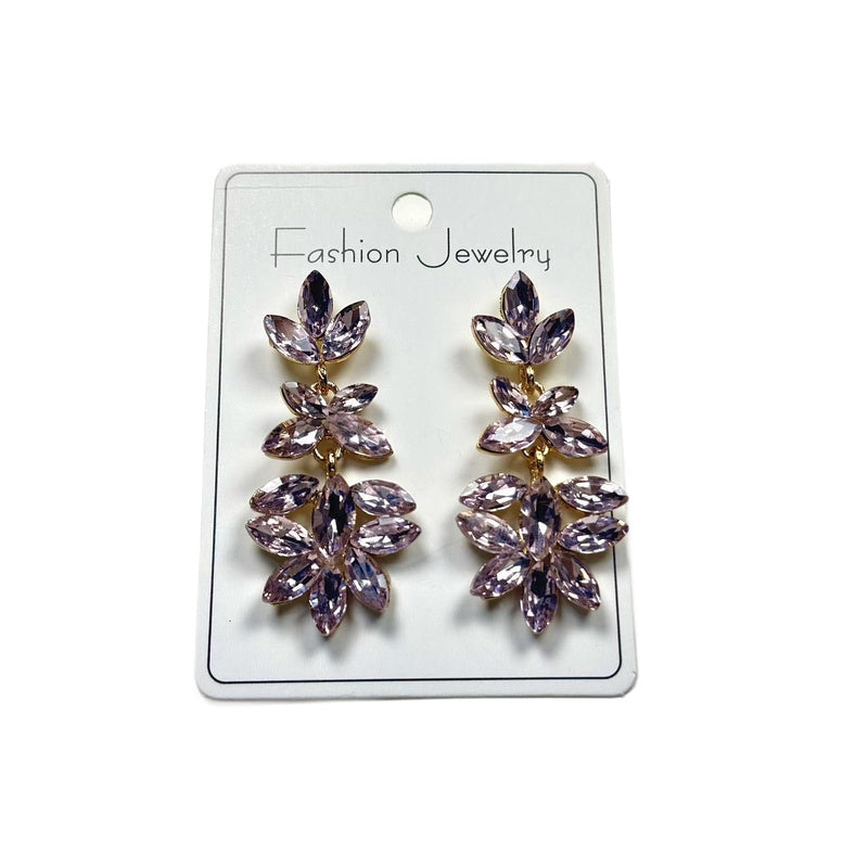 Diamond-studded leaf tassel women, light luxury style, high-end long earrings for evening parties