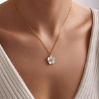 Plated Enamel Gold Sakura Flower Necklace, Christmas Gift, Gift for her, Everyday Necklace