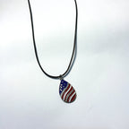 American Independence Day Flag Pendant Necklace with Rhinestones Patriotic Theme Collarbone Chain for Women
