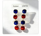Multi-color beaded long water drop crystal earrings, fashionable, simple, versatile and elegant earrings