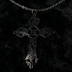Cross necklace earring set, metal layered wear, simple and unique collarbone chain earrings