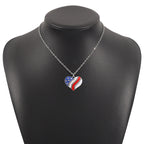 American Independence Day Flag Pendant Necklace with Rhinestones Patriotic Theme Collarbone Chain for Women