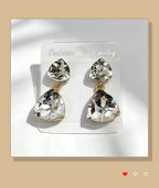 Light luxury style teardrop-shaped faceted crystal multi-layered design earrings, elegant and versatile accessories for everyday wear