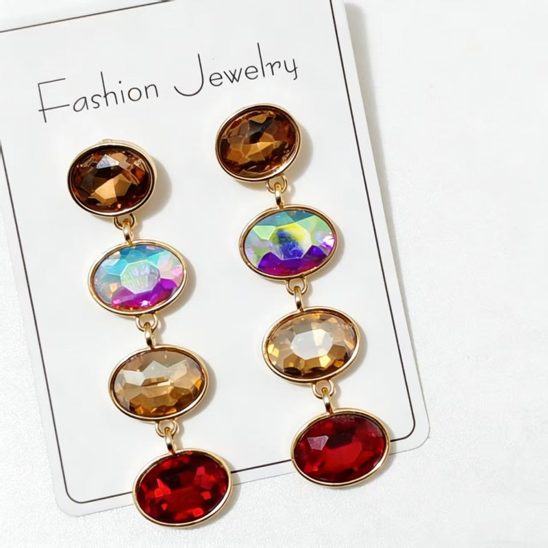 Fashionable, simple, elegant, niche, high-end, light luxury, fresh and colorful long tassel earrings