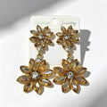 Light luxury style double-layer rhinestone flower for women, high-end versatile commuter earrings
