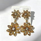 Light luxury style double-layer rhinestone flower for women, high-end versatile commuter earrings