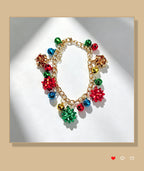 Cartoon snowflake bell-shaped Christmas bracelet, colorful oil-drip holiday atmosphere accessory