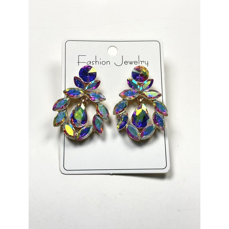 Fashionable crystal earrings for women, long water drop tassel high-end colorful earrings, light luxury