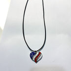 American Independence Day Flag Pendant Necklace with Rhinestones Patriotic Theme Collarbone Chain for Women