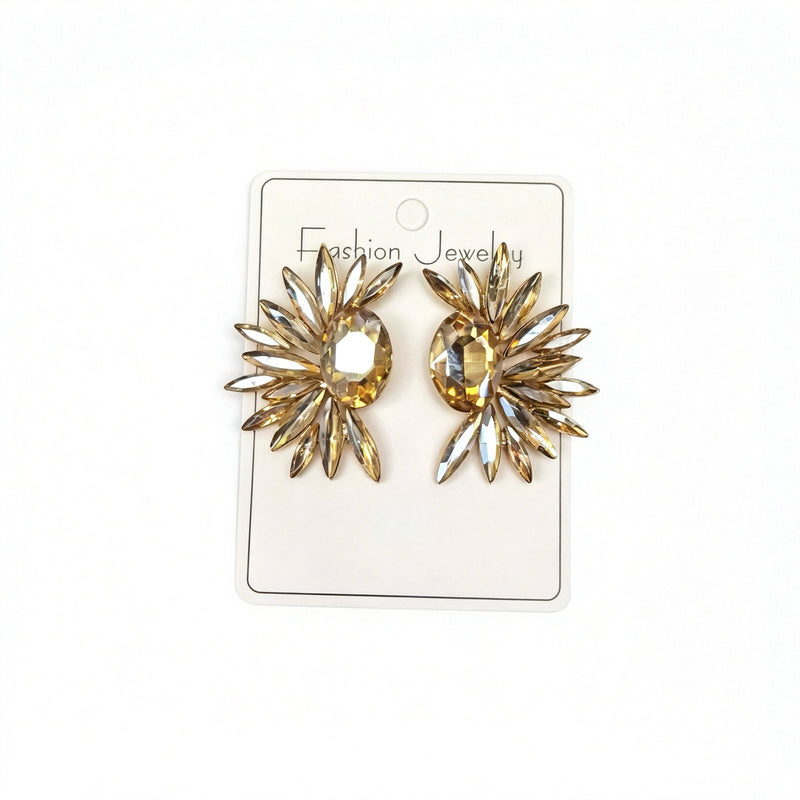 Fashionable sunflower colorful alloy earrings, light luxury and stylish ear studs