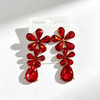 Floral waterdrop rhinestone long elegant multi-color crystal drop earrings, accessories for dress and banquet