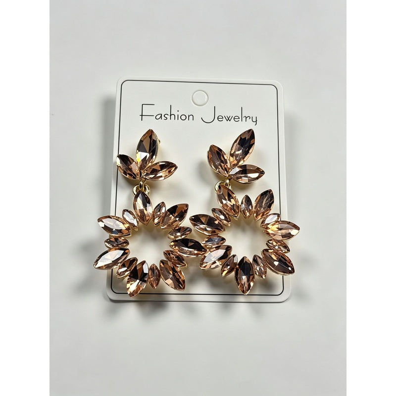 Fashionable Full-Diamond Water Drop Earrings, Elegant Pendant Crystal Geometric Hollow Earrings