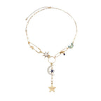 Y2K style star evil eye pendant necklace, exquisite and elegant niche collarbone chain, light luxury fashion accessory