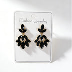 Light luxury high-end earrings with a leaf design, Korean style, trendy and fashionable ear accessories