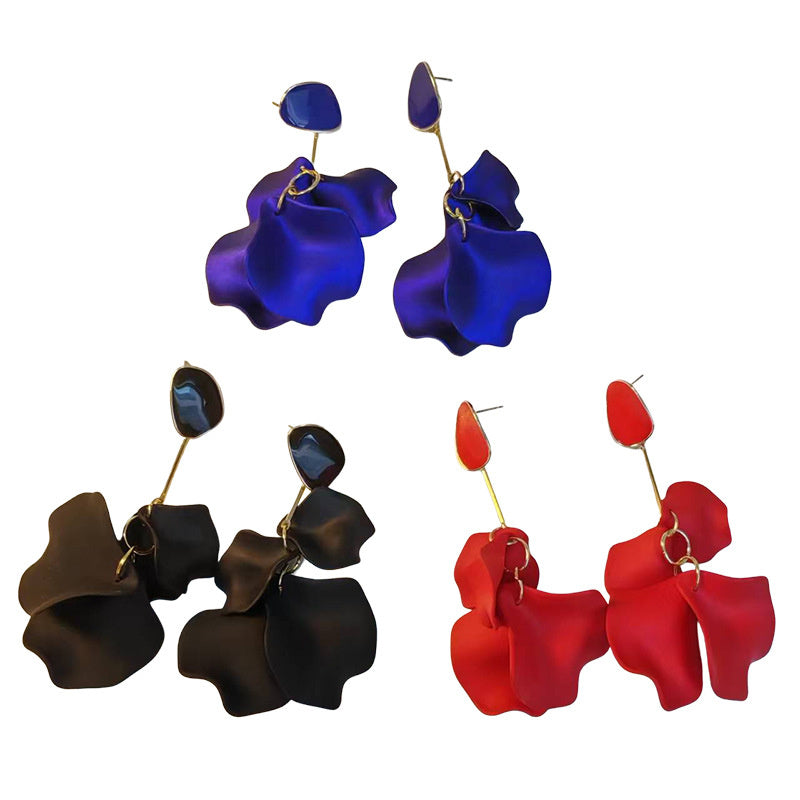 Bohemian style petal tassel acrylic earrings, pleated candy-colored earrings for New Year's holidays