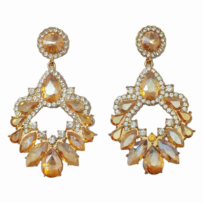 Palace-style dazzling rhinestone for women, French luxury high-end earrings, statement earrings