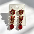 Colorful Crystal Leaf Long Earrings, Luxurious Palace-Style Exquisite Atmosphere Fashion Earrings