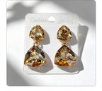 Light luxury style teardrop-shaped faceted crystal multi-layered design earrings, elegant and versatile accessories for everyday wear
