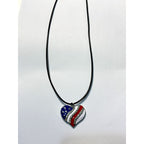 American Independence Day Flag Pendant Necklace with Rhinestones Patriotic Theme Collarbone Chain for Women