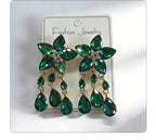 Colorful Gemstone Flower Long Tassel Rhinestone Drop Earrings Fashionable Trendy Women's Ear Accessories