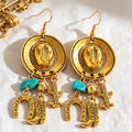 Cross-border New Product Western Cowboy Tribal Style Women's European and American Vintage Creative Pendant Earrings Wholesale
